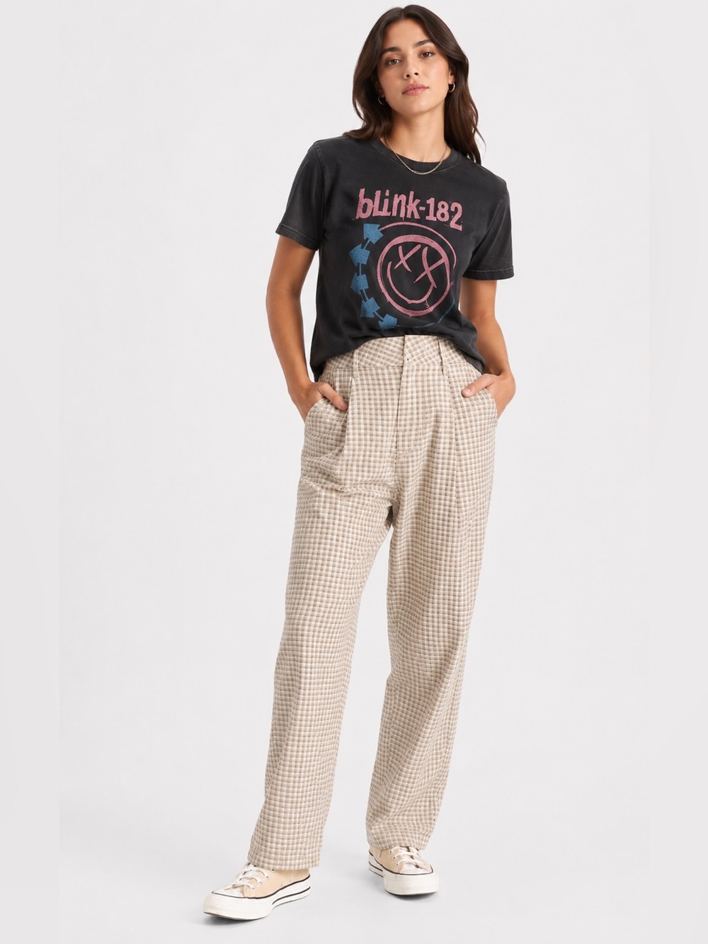 Brixton Victory Trouser Pant in Beige Gingham
